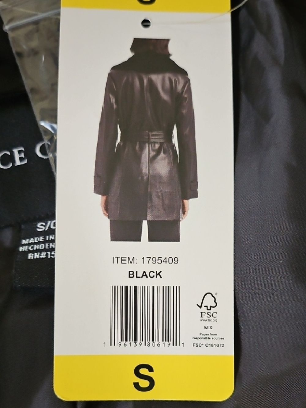 Vince Camuto- Black - Faux Leather Trench Coat - Size Small - Picture 10 of 12